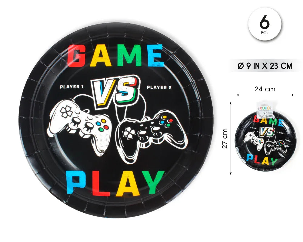 PLATO 23CM GAME 6PCS - yupiparty