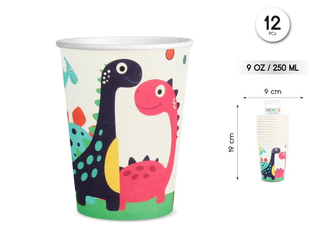VASO 9OZ/250ML DINO 12PCS - yupiparty