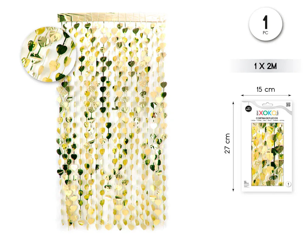 CORTINA CORAZON DORADA - yupiparty