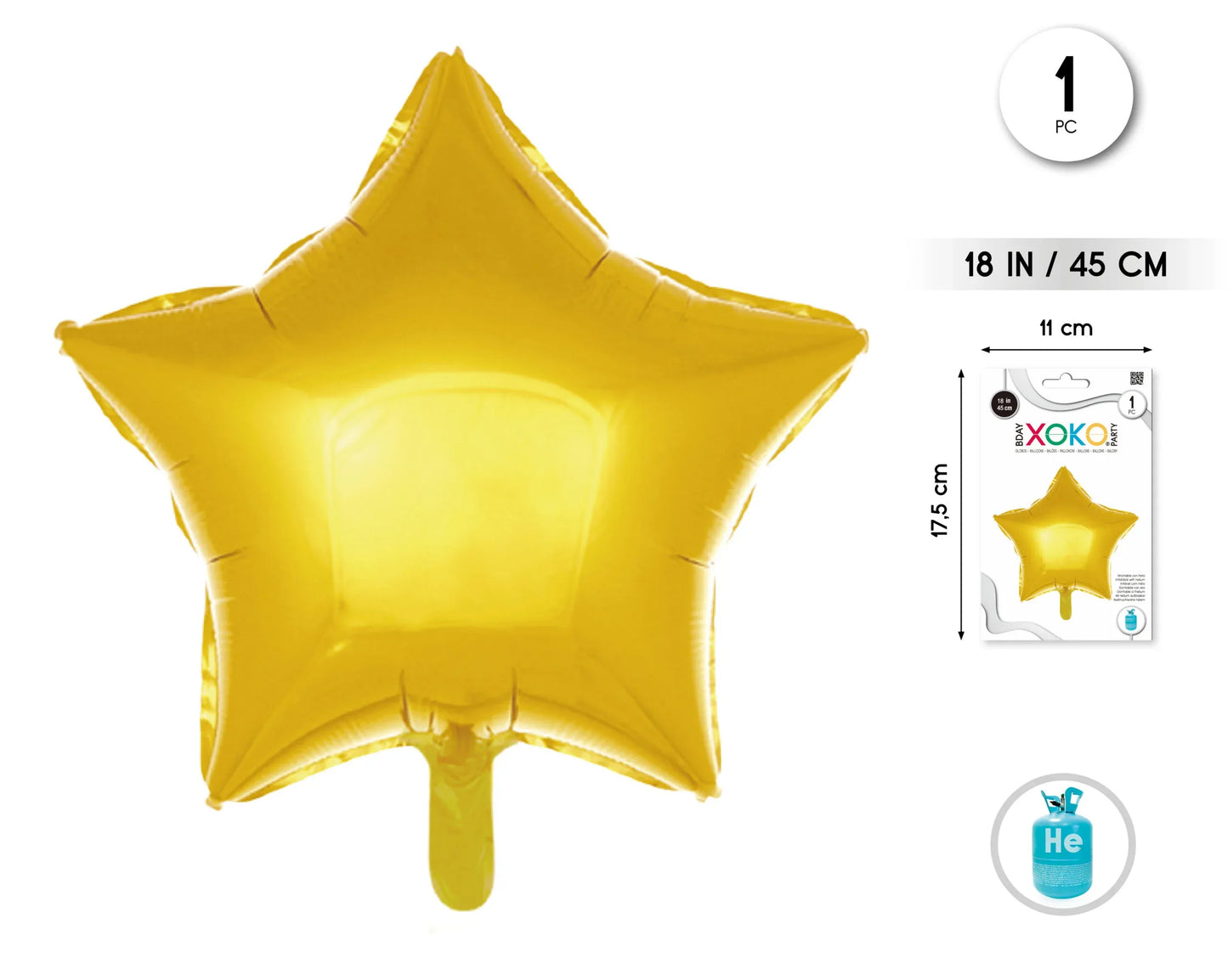 GLOBO FOIL ESTRELLA 18 PUL ORO 1PC - yupiparty