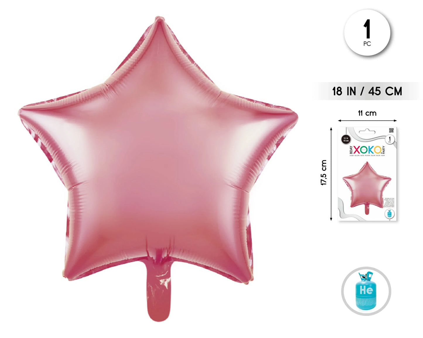 GLOBO FOIL ESTRELLA 18 PUL ROSA 1PC - yupiparty