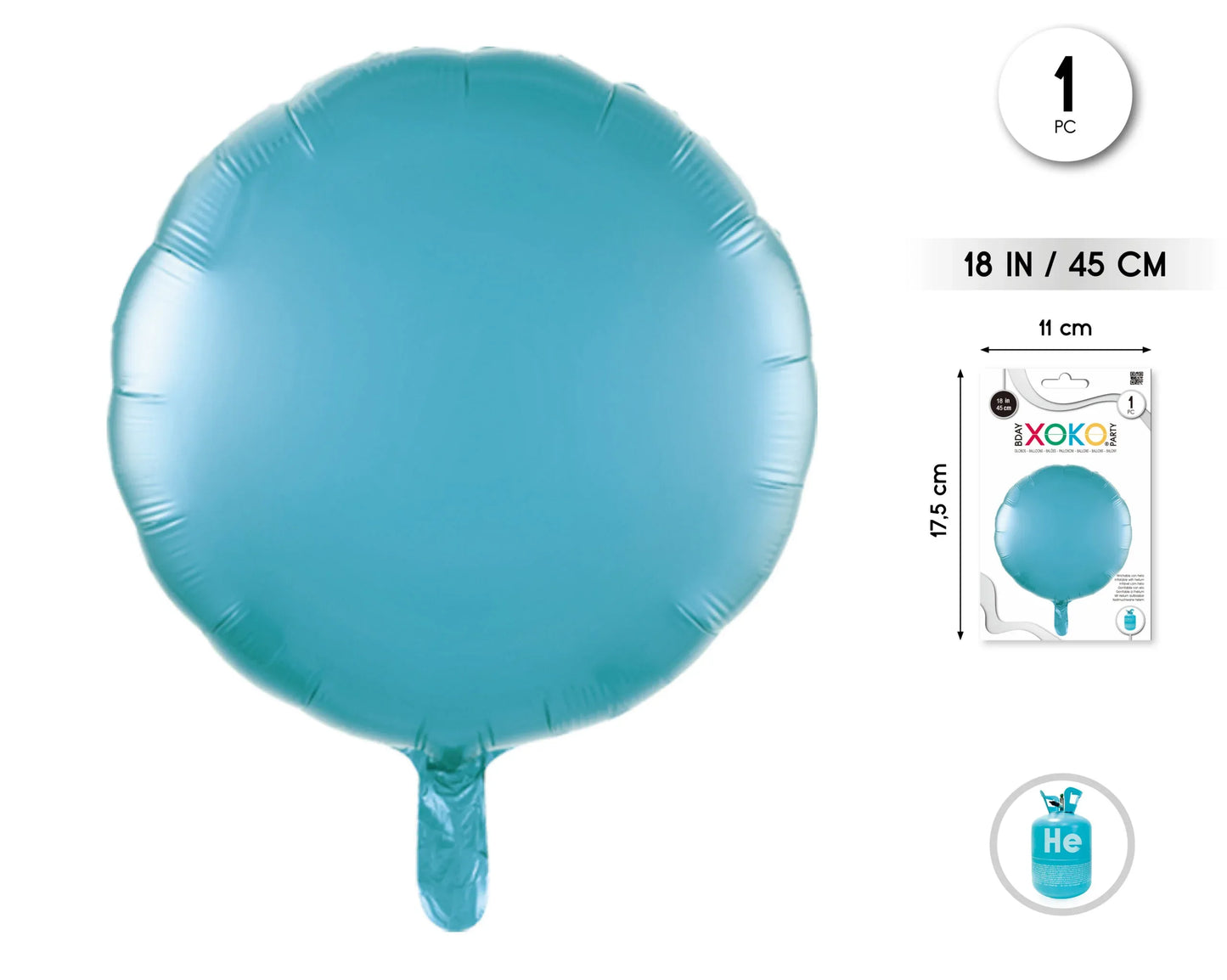 GLOBO FOIL REDONDO 18PUL AZUL 1PC - yupiparty