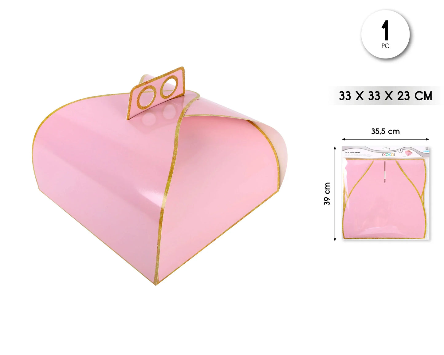 CAJA TARTA FORMATO MARIPOSA ROSA 33X33 - yupiparty