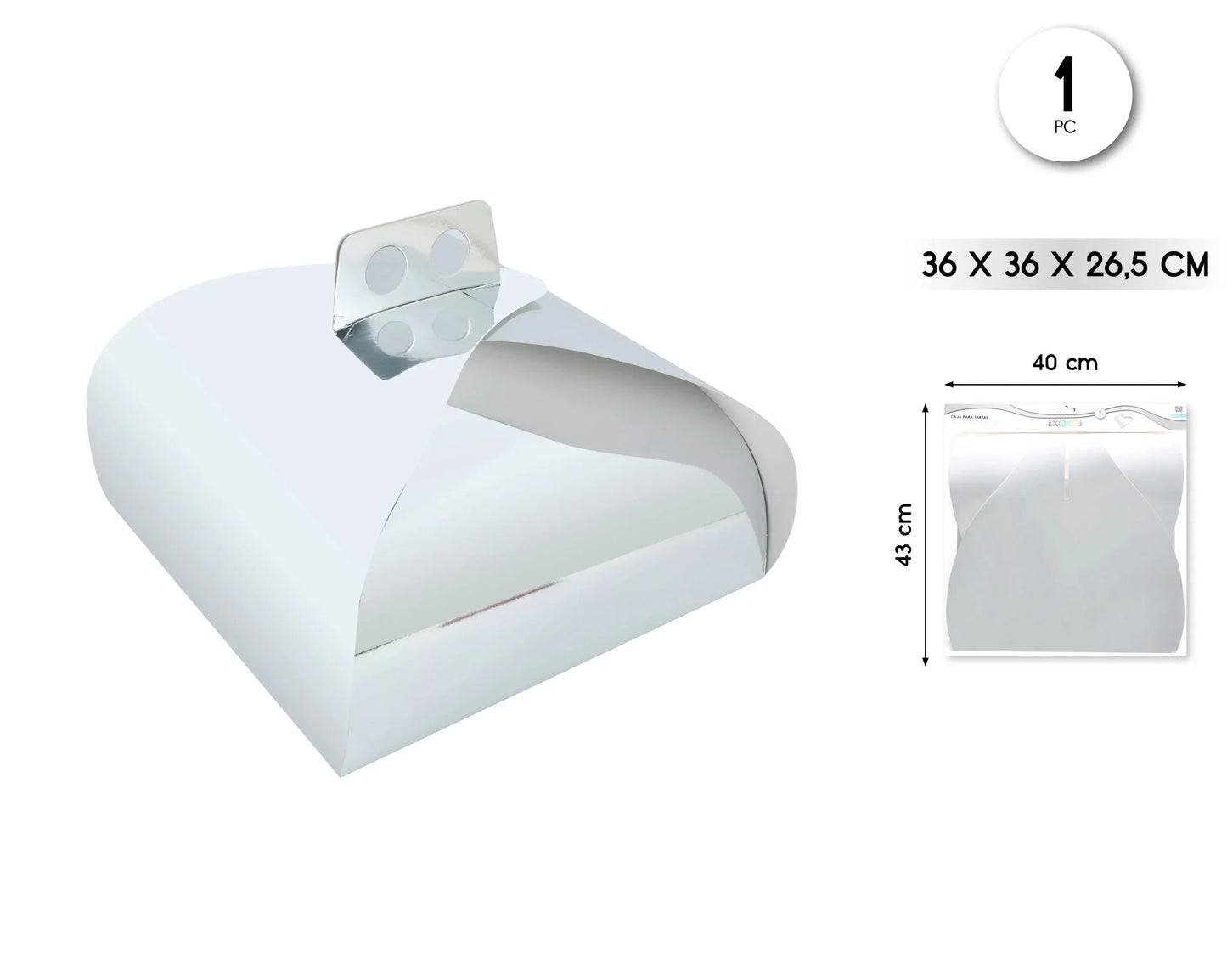 CAJA TARTA FORMATO MARIPOSA PLATA 36X36 - yupiparty