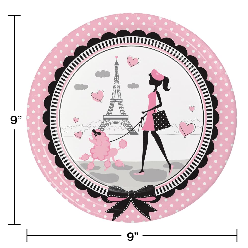 PLATOS CARTON 23CM PARIS PARTY 6PCS