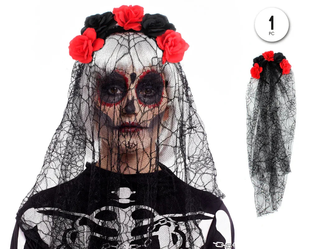 DIADEMA ROSA CON VELO - yupiparty