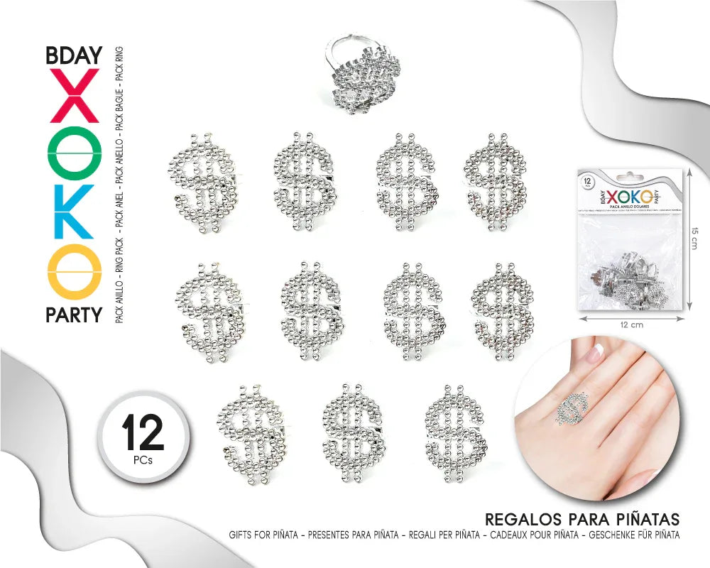 PACK ANILLO DOLARES 12PC - yupiparty