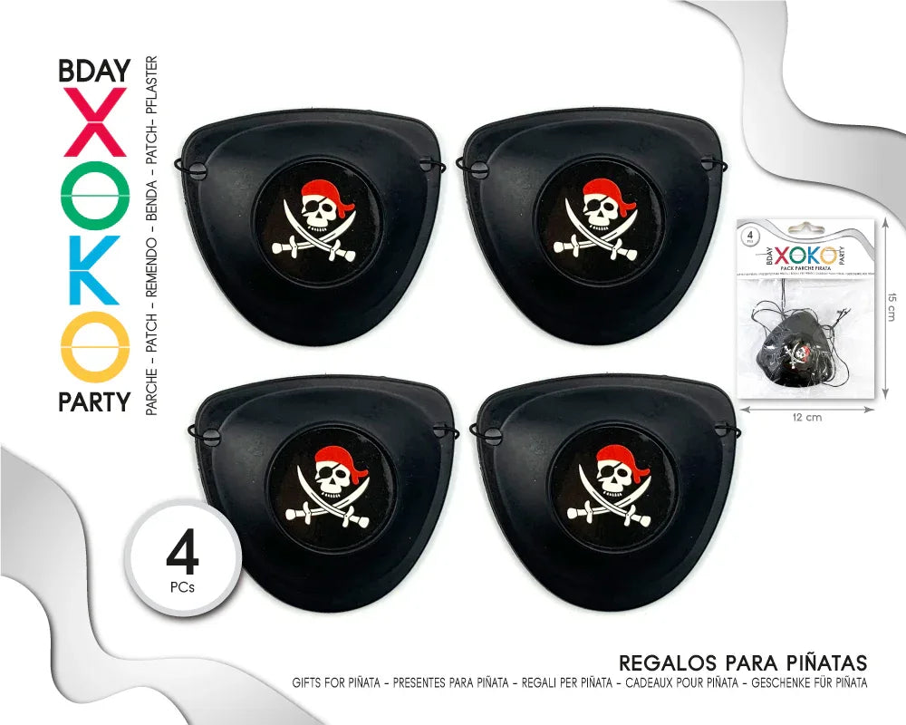 PACK PARCHE PIRATA 4PC - yupiparty