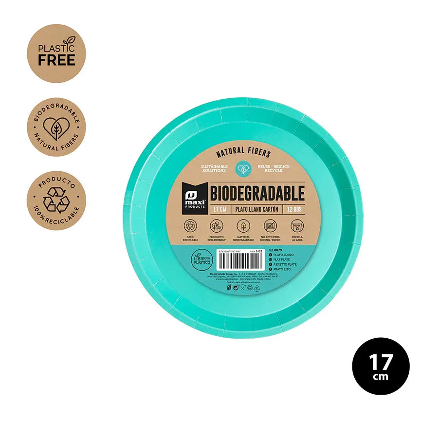 PLATO LLANO BIODEGRAD. MINT17CM CARTÓN - yupiparty