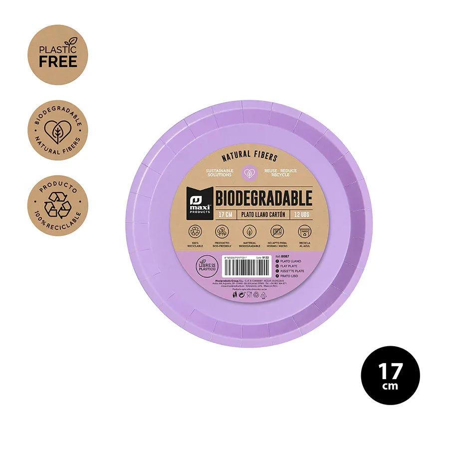 PLATO LLANO BIODEG. LAVANDA17CM CARTON 1 - yupiparty