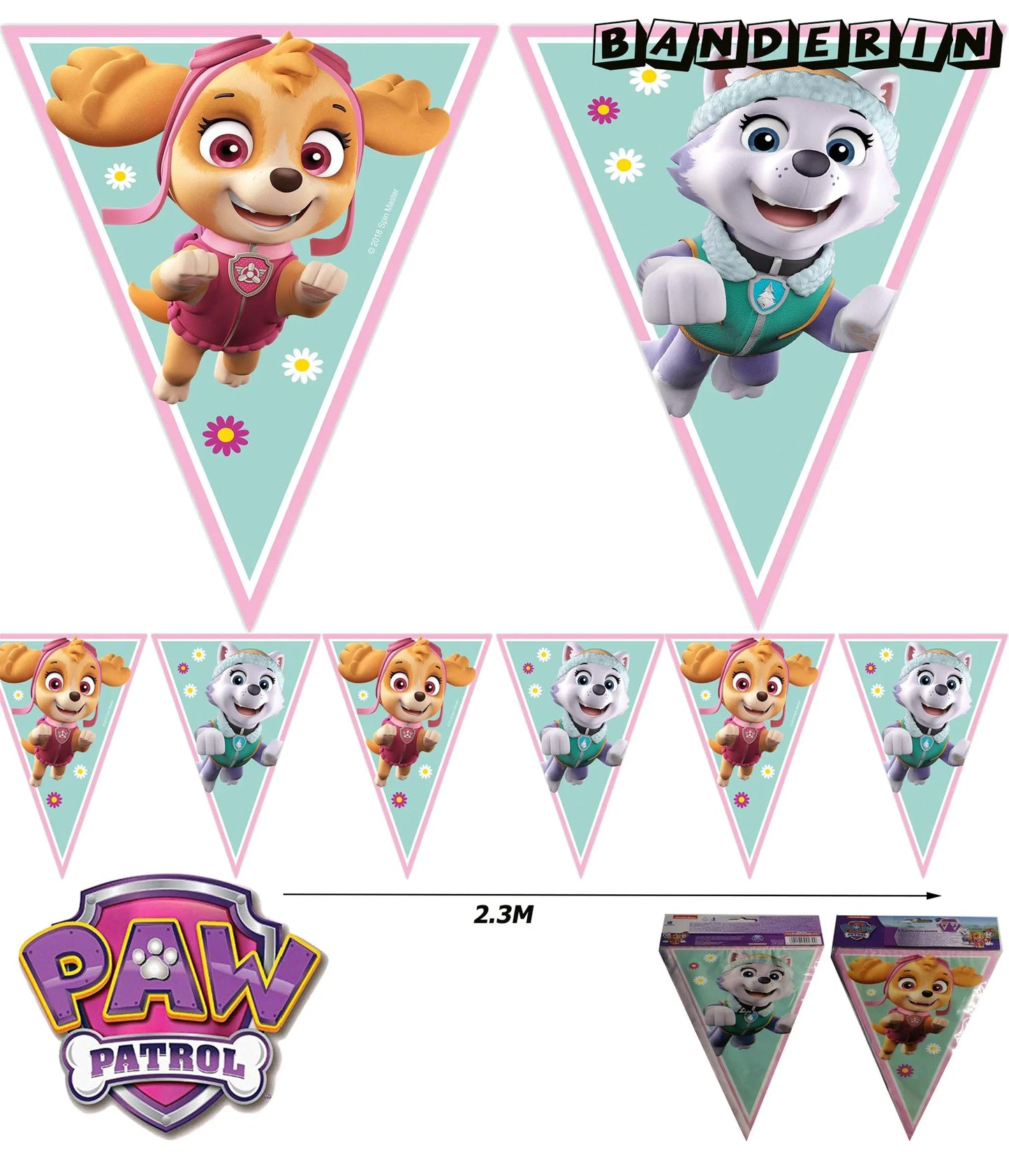 BANDERIN DE PLASTICO PAW PARTOL SKYE - yupiparty