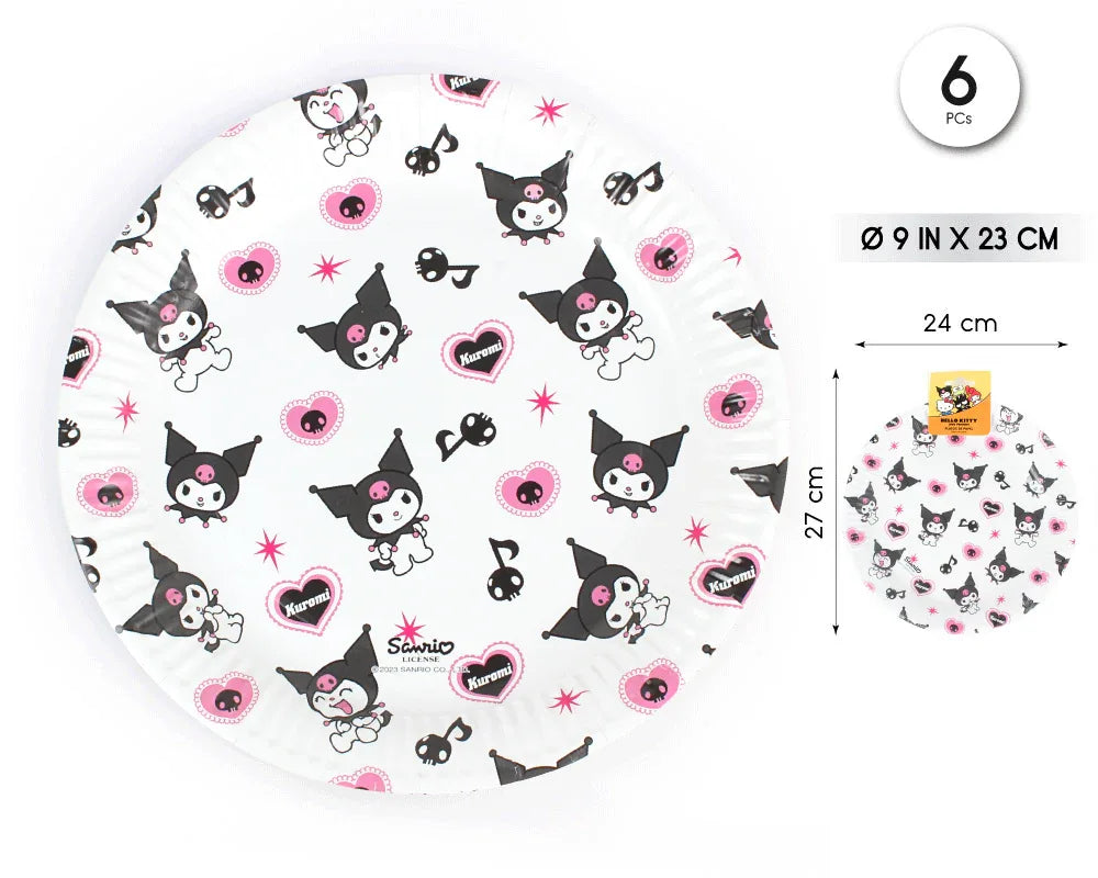 PLATO 23CM KUROMI HELLO KITTY 6PCS - yupiparty