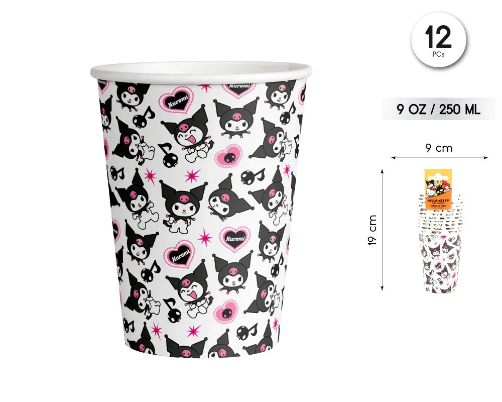 VASO 270ML KUROMI HELLO KITTY 12PCS - yupiparty