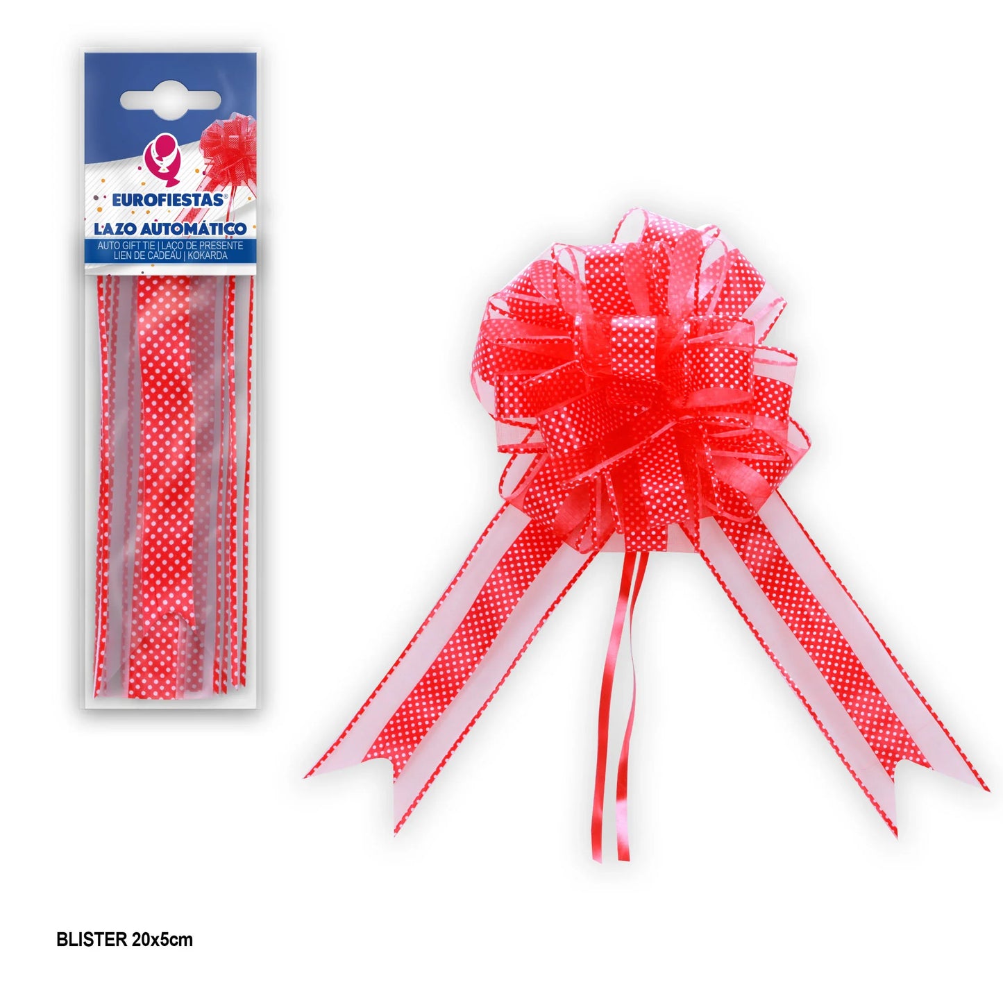 LAZO AUTOMATICO 30mm LUNARES ROJO - yupiparty