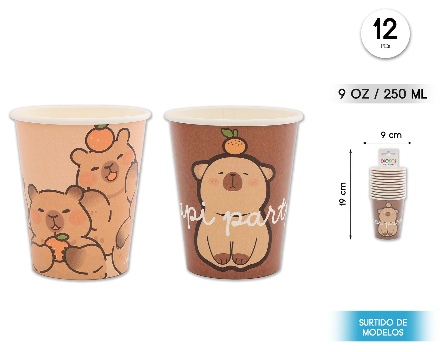 VASO 90Z/250ML CAPIBARA 12 PCS