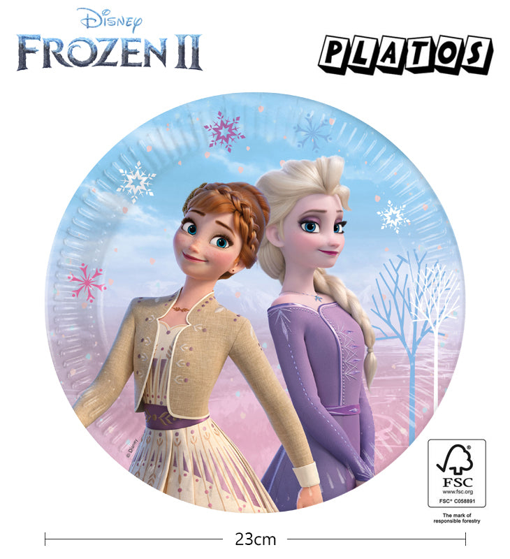 Platos Frozen 23CM 6PCS- Vajilla Fiesta Infantil Elsa Anna Licencia Disney Oficial