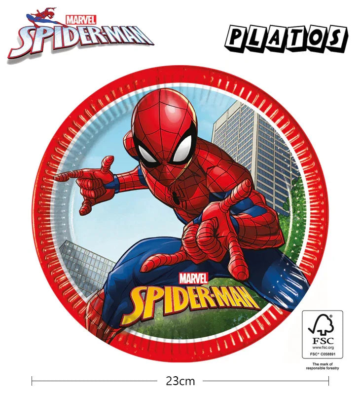 6 PLATOS 23CM SPIDERMAN - yupiparty