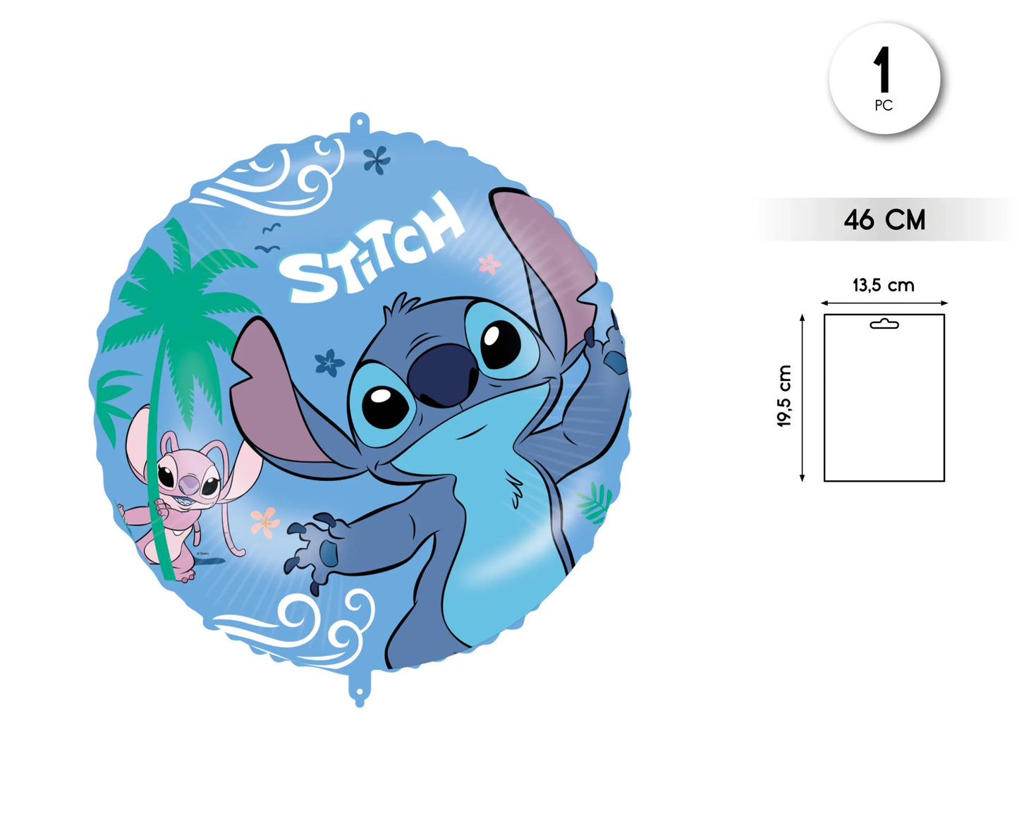 FOIL GLOBO 46CM STITCH Y ANGEL - yupiparty