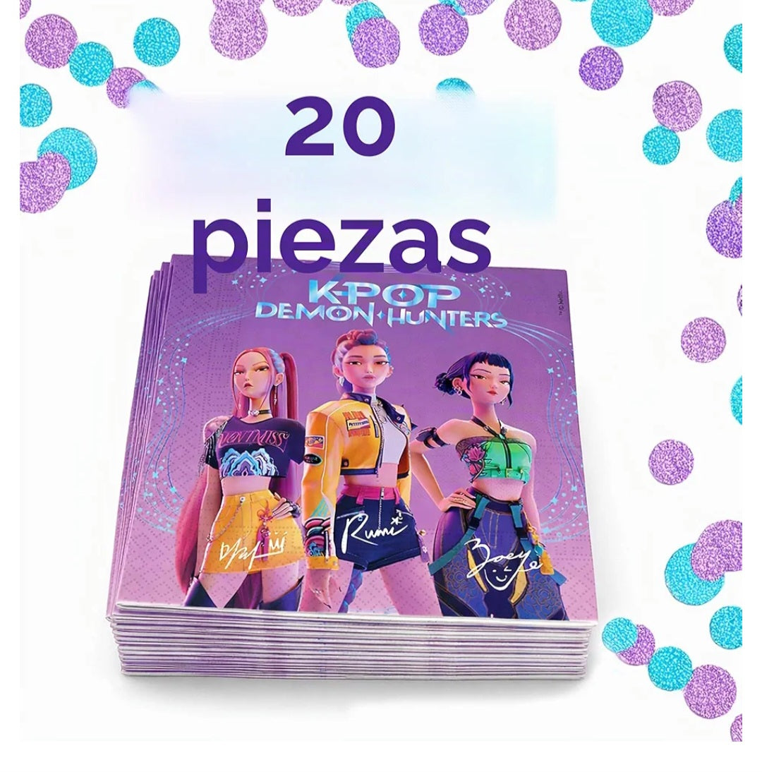 20 SERVILLETAS K-POP DEMON HUNTERS DE PAPEL DE 33X33CM