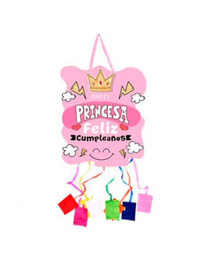 PIÑATA CARTON PRINCESA FELIZ CUMPLEAÑOS 31X36.5CM
