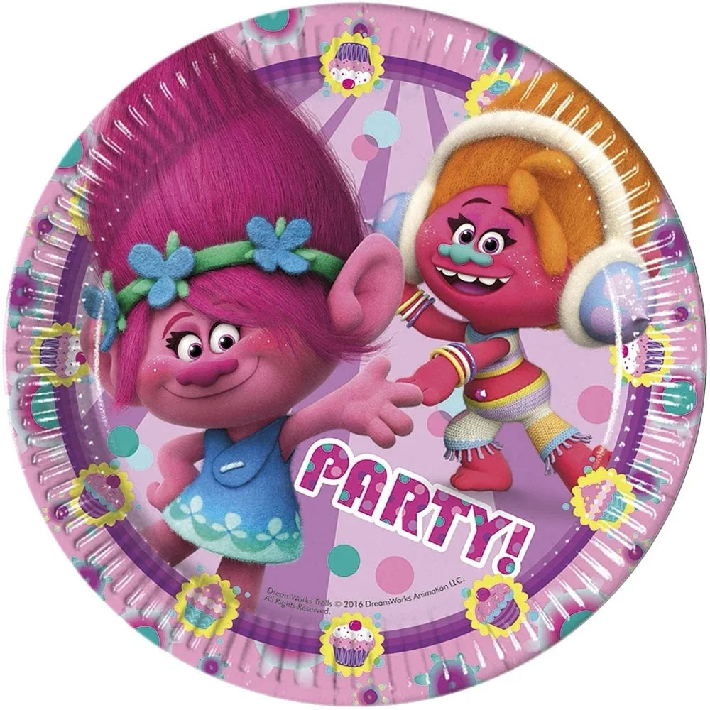 Platos Trolls 23cm Pack 8 - Licencia Oficial DreamWorks - yupiparty