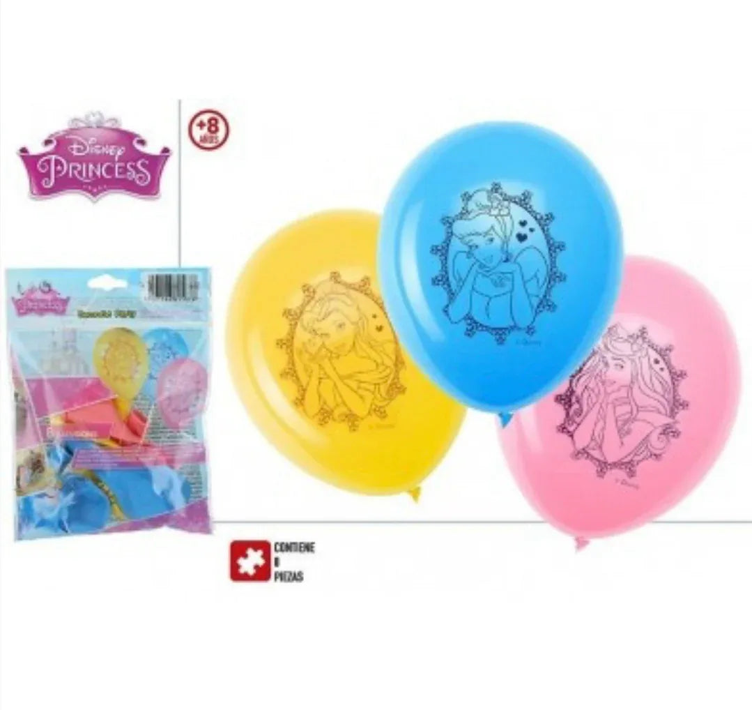 GLOBOS LATEX PRINCESS 8PCS - yupiparty