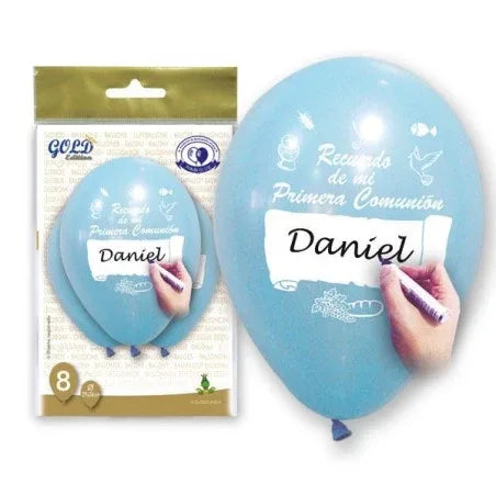 GLOBO LATEX P COMUNION AZUL 8PCS - yupiparty