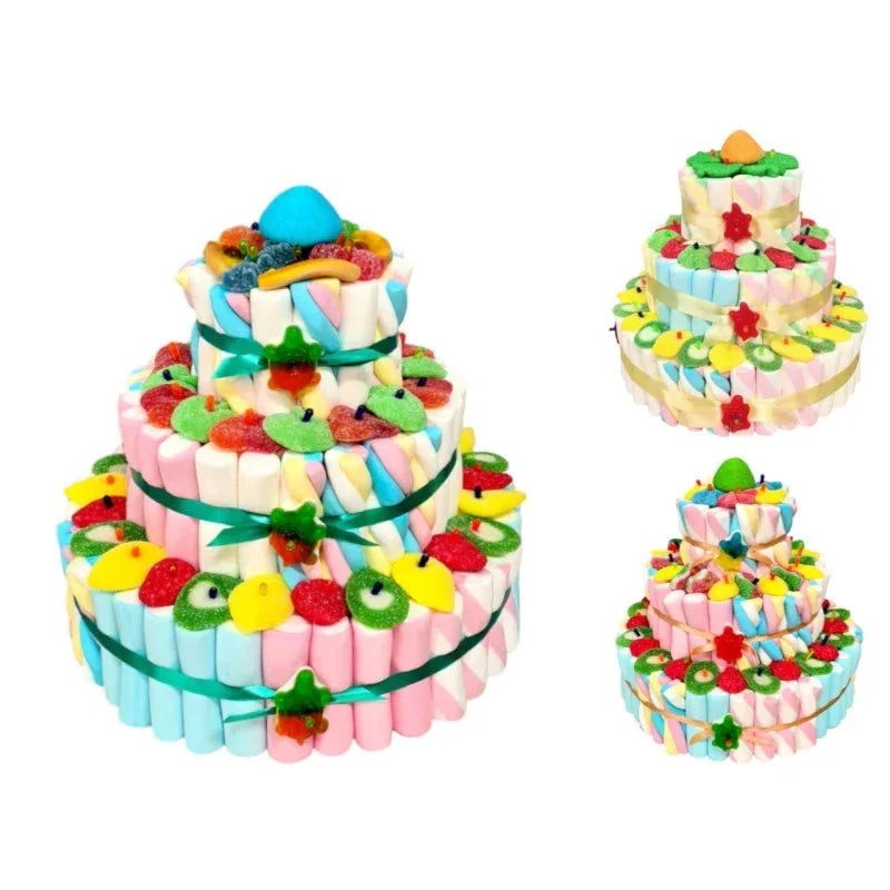 TARTA DE GOLOSINAS 3 BASES 26x25 (Aprox 1000g) - yupiparty