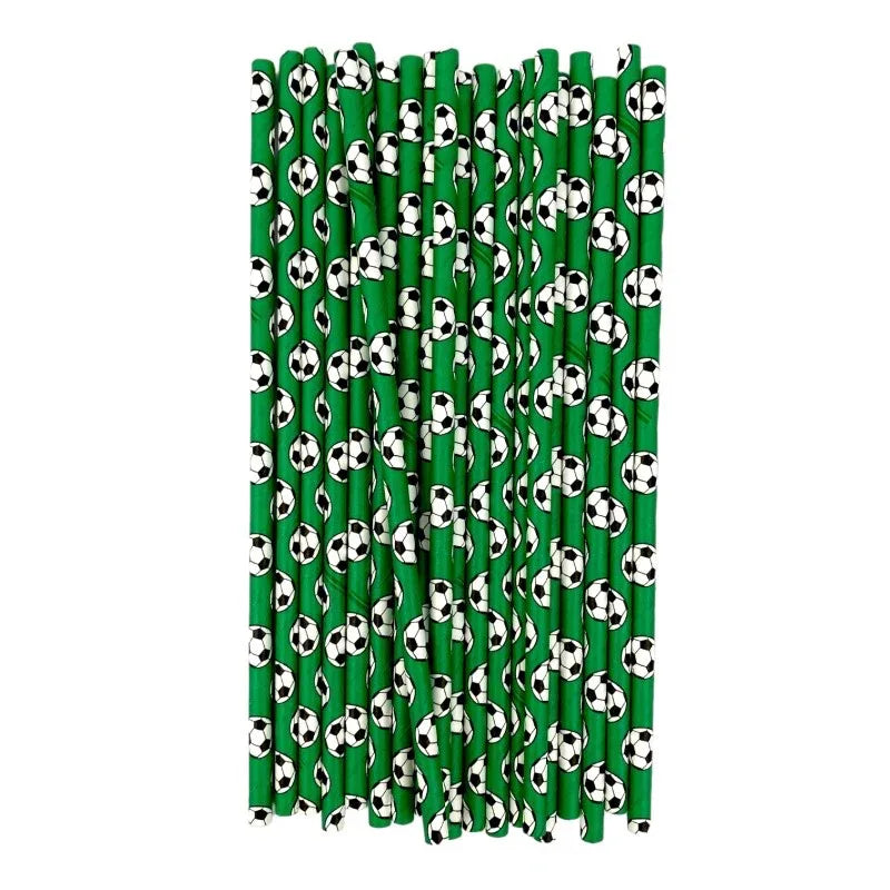 PAJITAS VERDES BALONES FUTBOL 20pcs - yupiparty