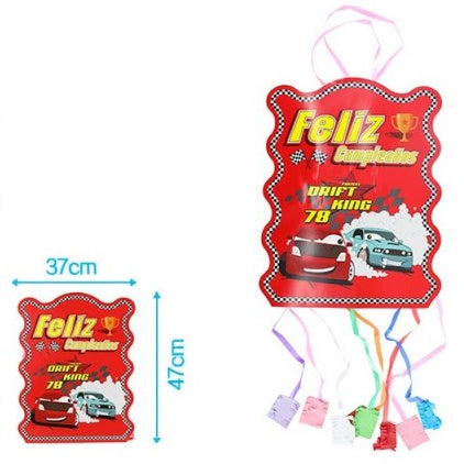 PIÑATA CARTON FELIZ CUMPLE DRIFT KING 37X47CM