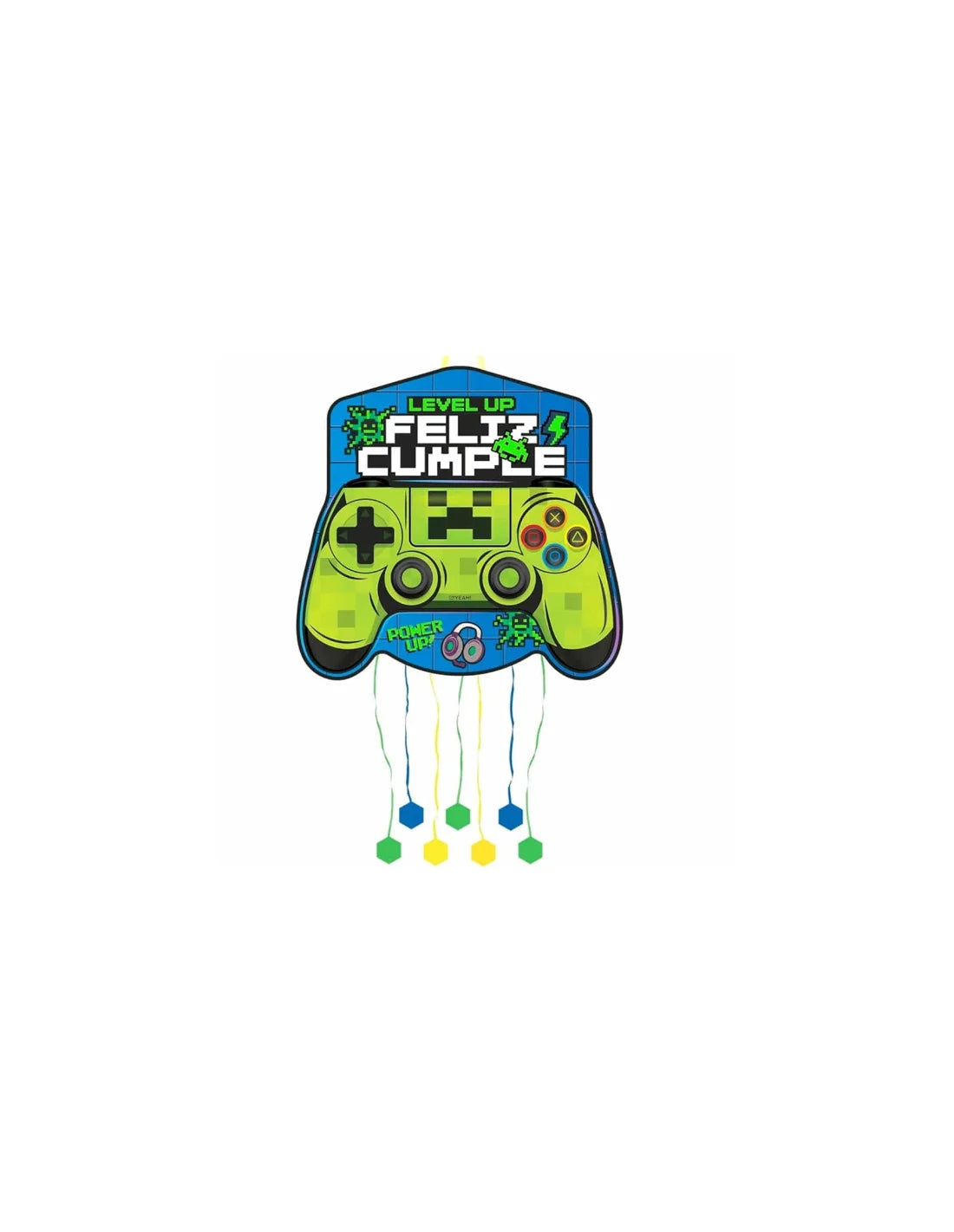 PIÑATA CARTON GAMER FLUOR 45X43CM