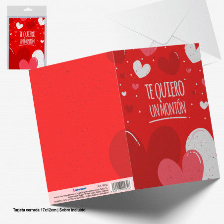 TARJETA FELICITACION TE QUIERO UN MONTON