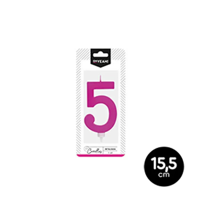 VELA METALIZADA ROSA 5 - yupiparty