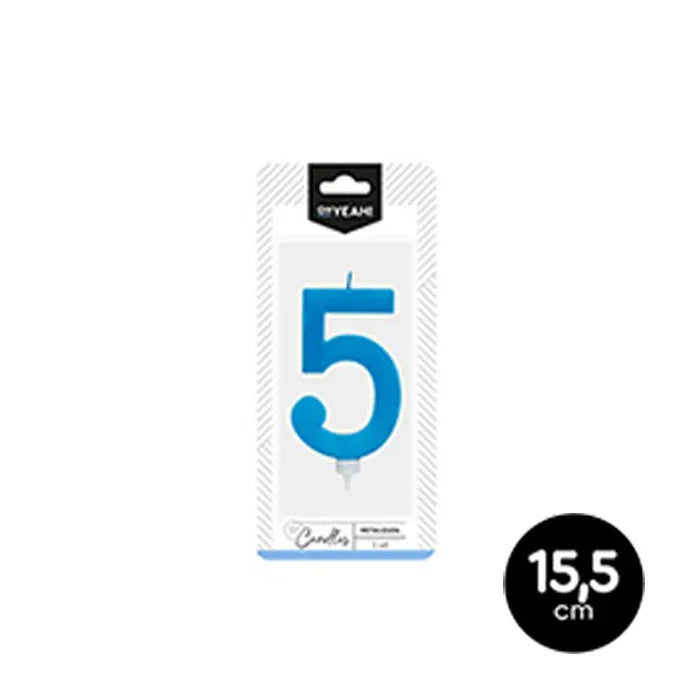 VELA METALIZADA AZUL 5 - yupiparty