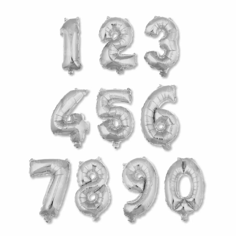 GLOBOS NÚMEROS PLATA 40/110 CM