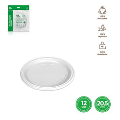 PLATO LLANO REDONDO REUT. BLANCO 20,5CM - yupiparty