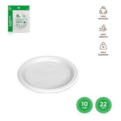 PLATO LLANO REDONDO REUTIL. BLANCO 22CM - yupiparty