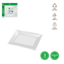 BANDEJA RECTANGULAR REUT. BLANCA 33X22,5 - yupiparty