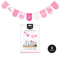 Guirnalda Baby Shower Girl 4,2m - Decoración Niña 9 Piezas - yupiparty