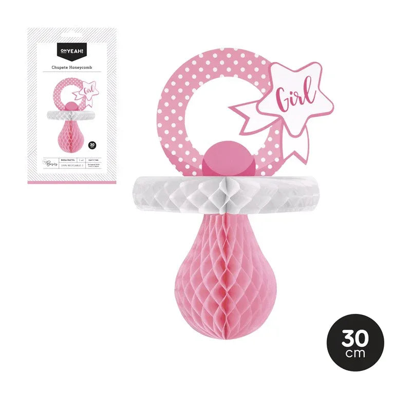 CHUPETE HONEYCOMB PAPEL ROSA PASTEL 30CM 1 UD - yupiparty