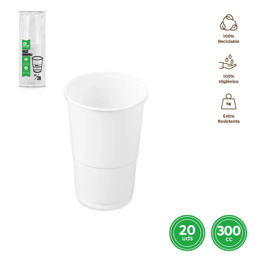 VASO IRROMPIBLE BLANCO 300CC (10OZ) PP 2 - yupiparty