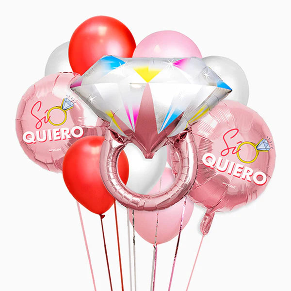 SET GLOBOS ANILLO COLOR SURT FOIL+LATEX 10PCS