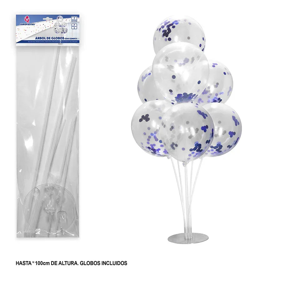 ARBOL DE GLOBOS CON CONFETI AZUL - yupiparty