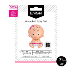GLOBO POLIAMIDA BABY GIRL ROSA 71CM-28 APTO HELIO - yupiparty