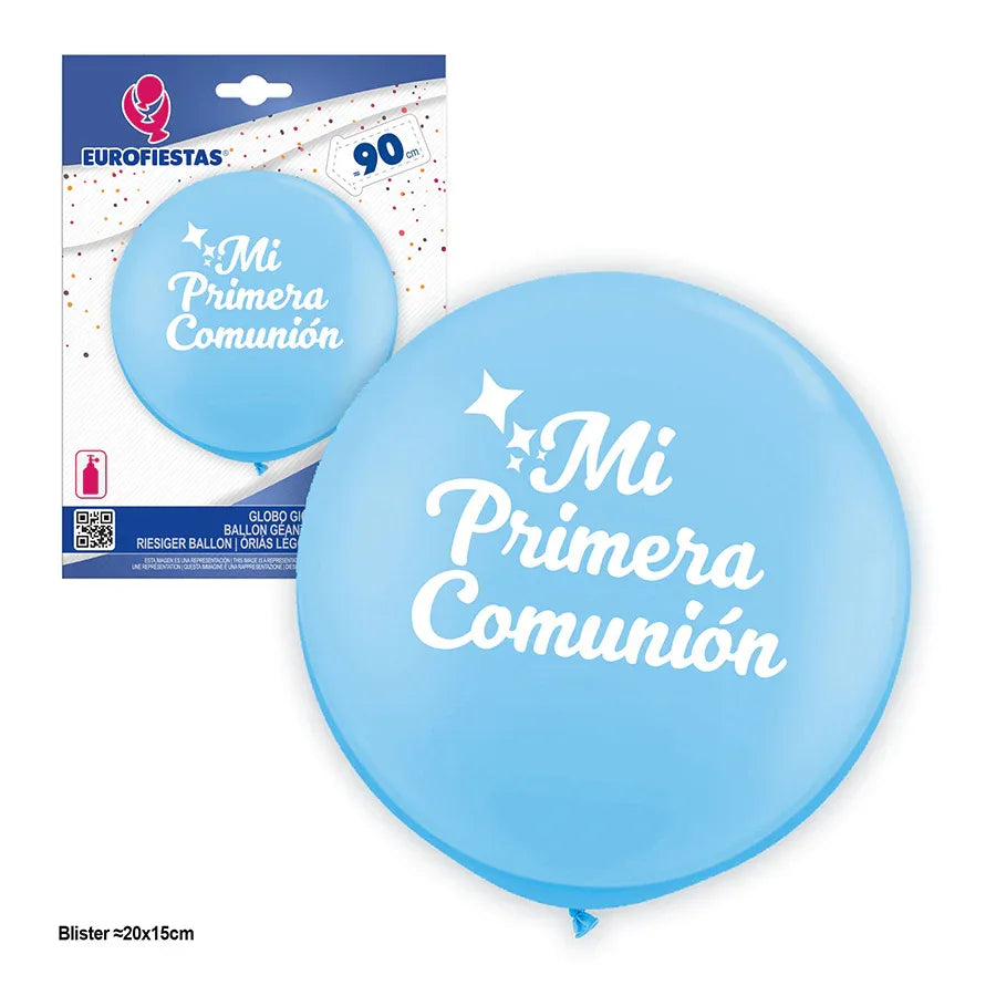 GLOBO LATEX GIGANTE AZUL MI 1 COMUNION - yupiparty