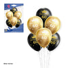 SET GLOBOS 12R 6pcs ORO/NEGR F.CUMP.60 - yupiparty