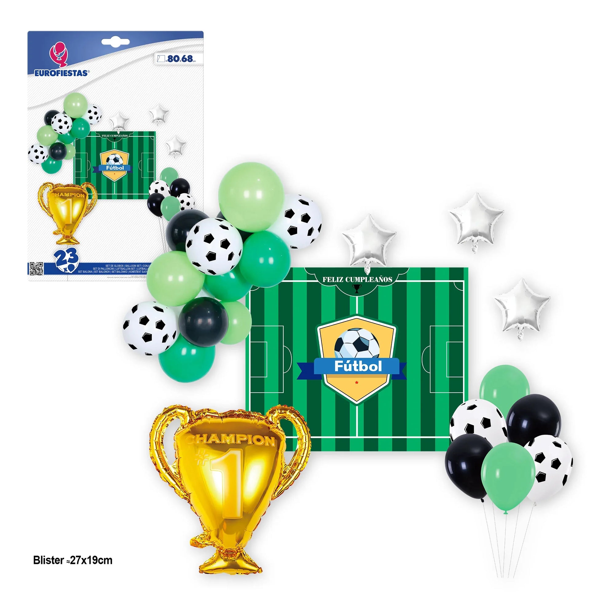 SET 23 GLOBOS F.CUMPLE.FUTBOL C.80x68cm - yupiparty