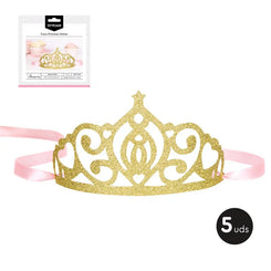 TIARA GLITTER ORO 19X8,4 CM CARTÓN 5 UDS - yupiparty