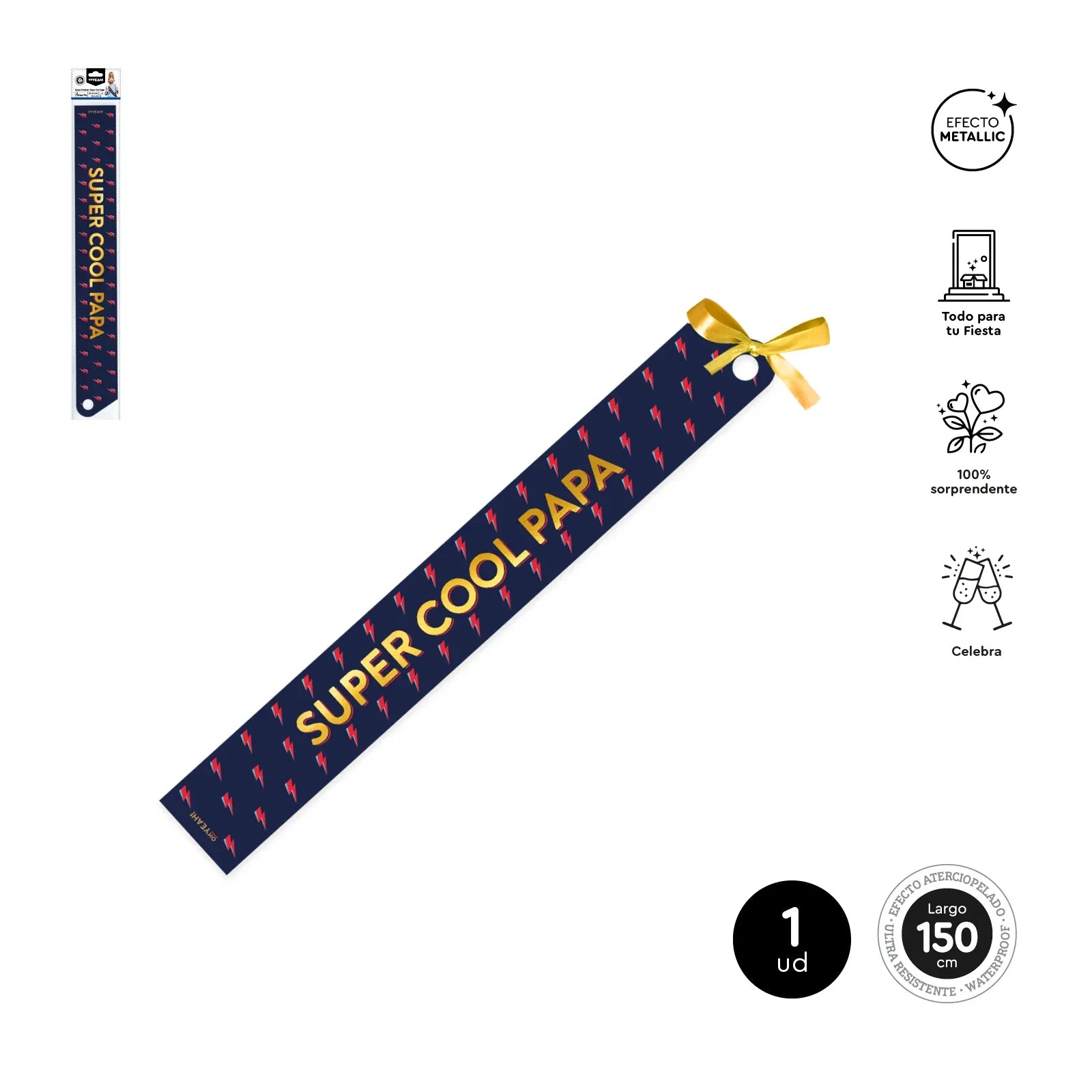 Banda "Super Cool Papa" 150x10 Cm PVC 1Ud - yupiparty