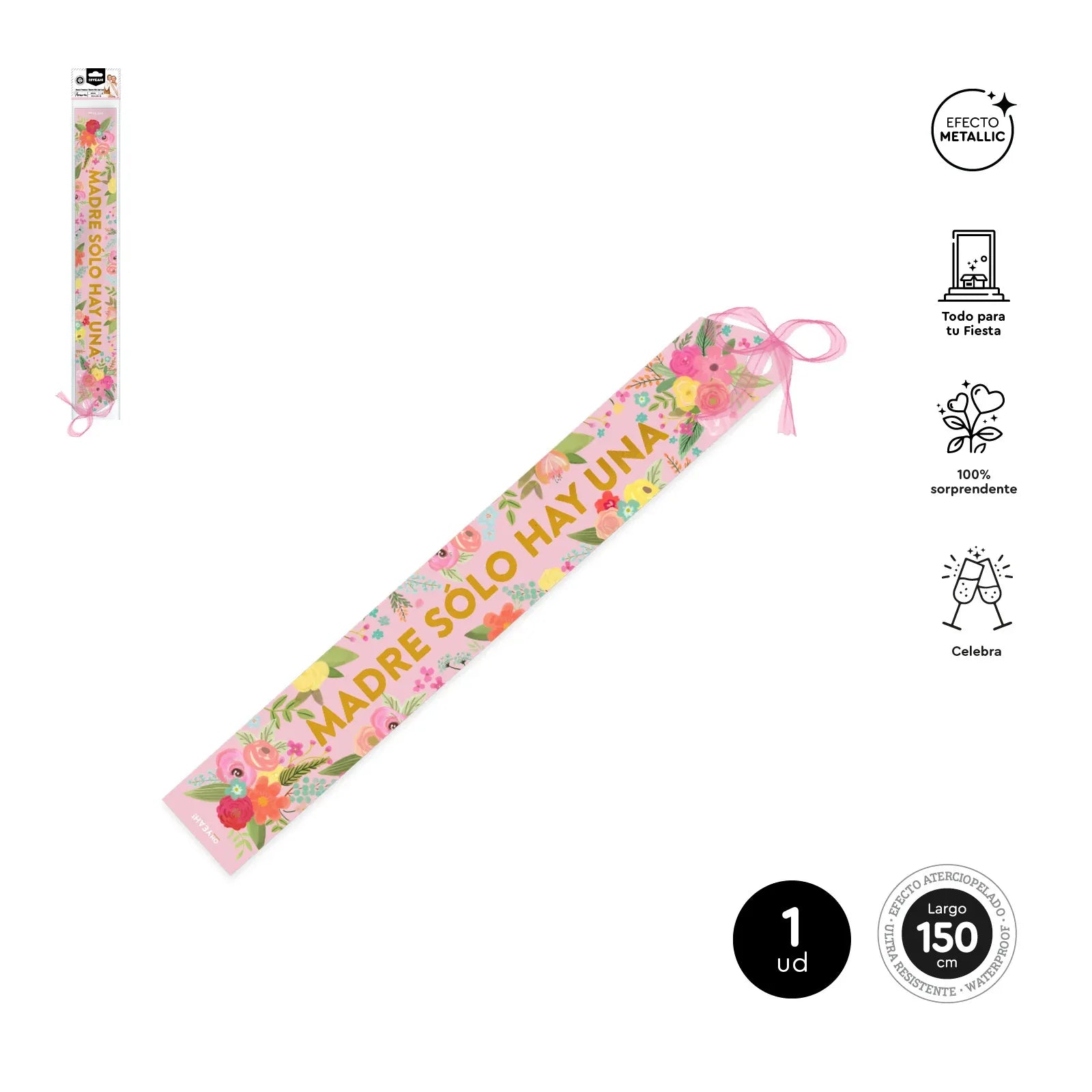 Banda "Madre Solo Hay Una" 150x10 Cm PVC 1Ud - yupiparty